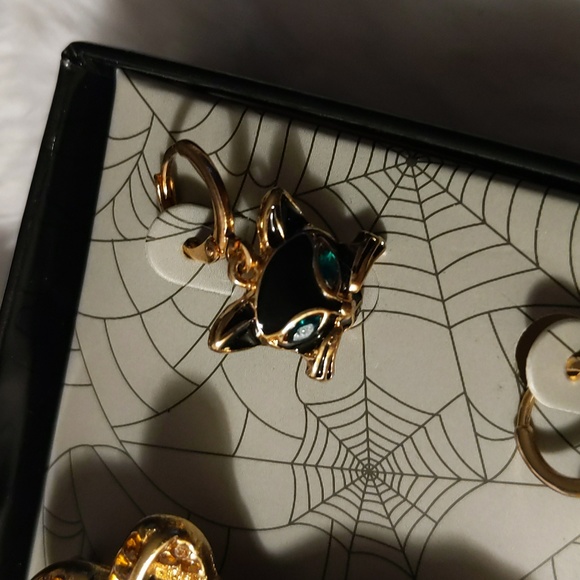 NWOT Statement Halloween Jewelry Black Cat Brooch with Black Cat Earrings - Picture 8 of 9